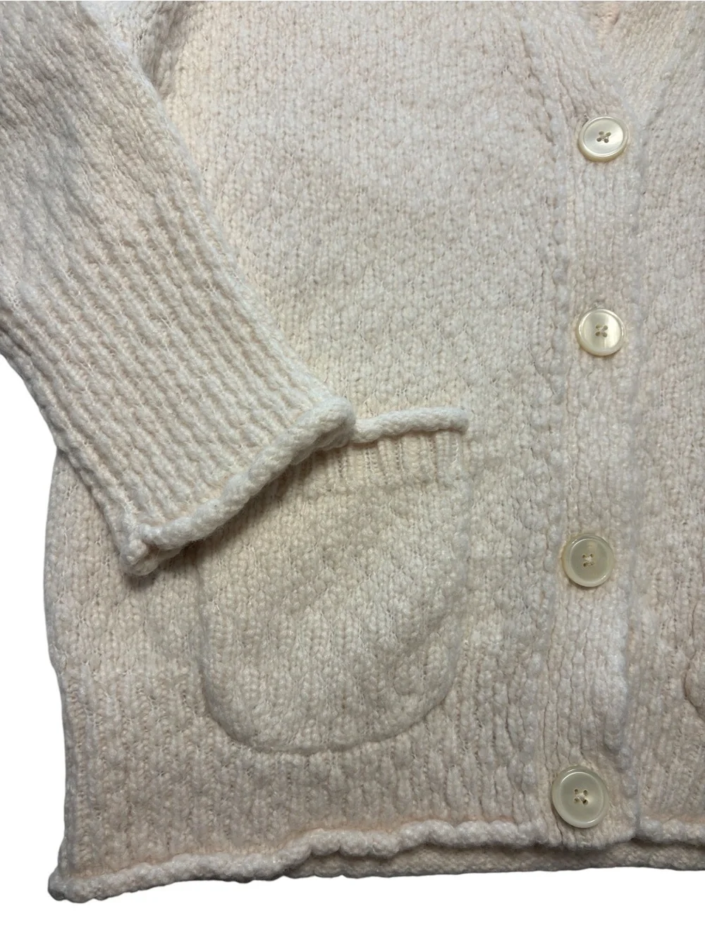 J. Crew Relaxed Cardigan in Textured Yarn Size S Cream Oversized Wool Layering